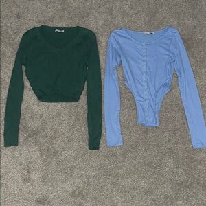 GREEN & LIGHT BLUE SWEATERS.